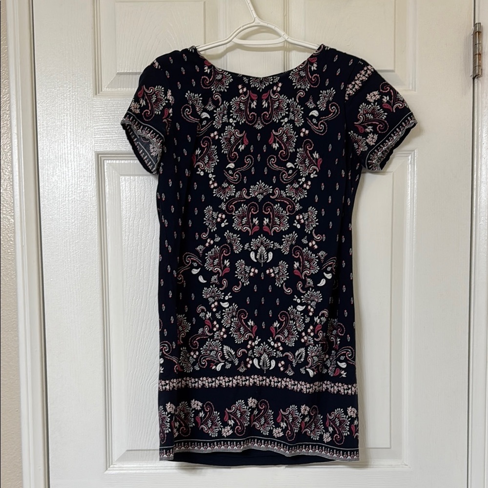 Navy Paisley Print Dress